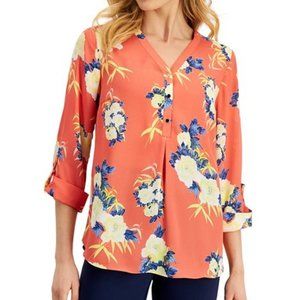 JM Collection Floral Utility Blouse NWT